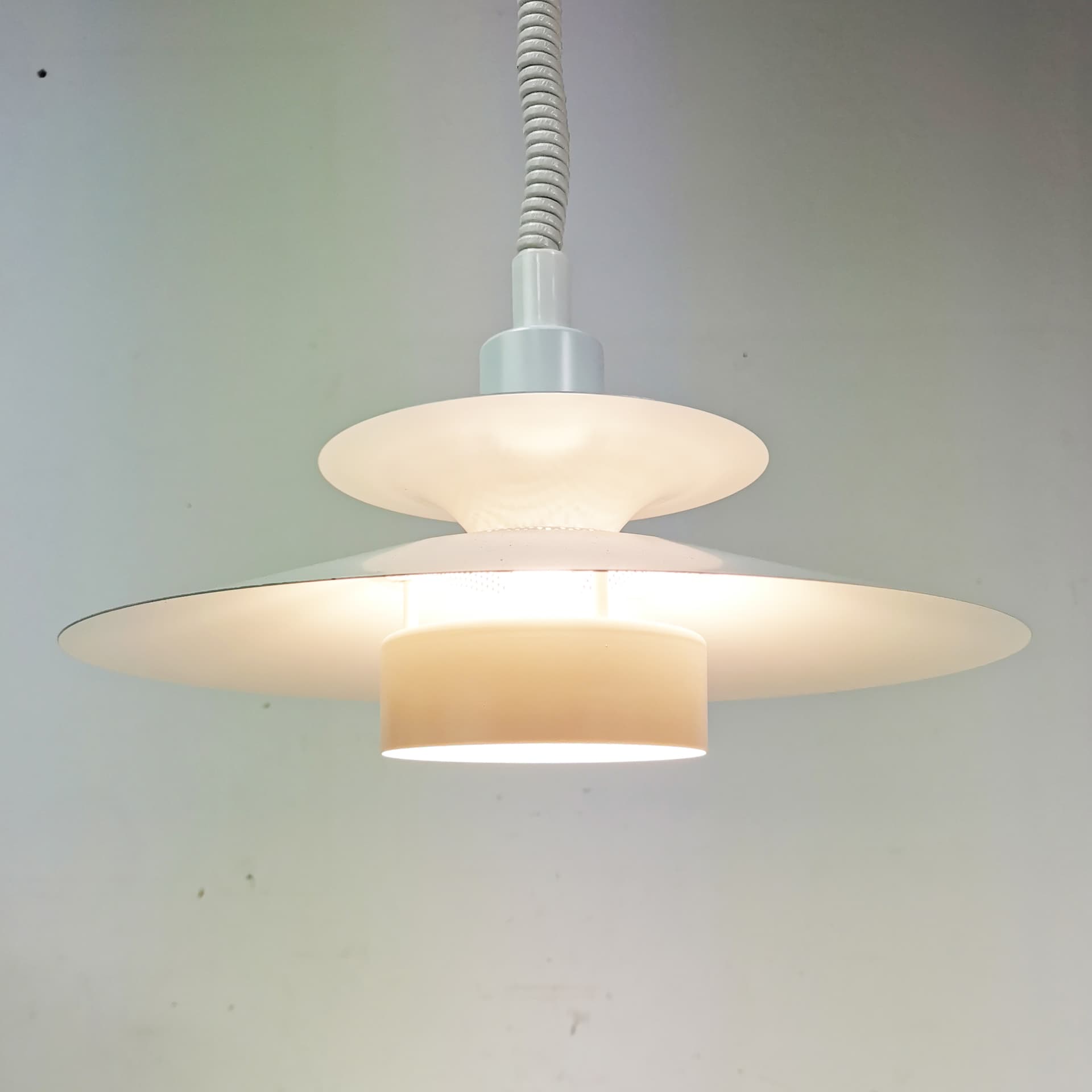 Ceiling lamp, white metal, Jeka, Denmark, 1970s. - 359277