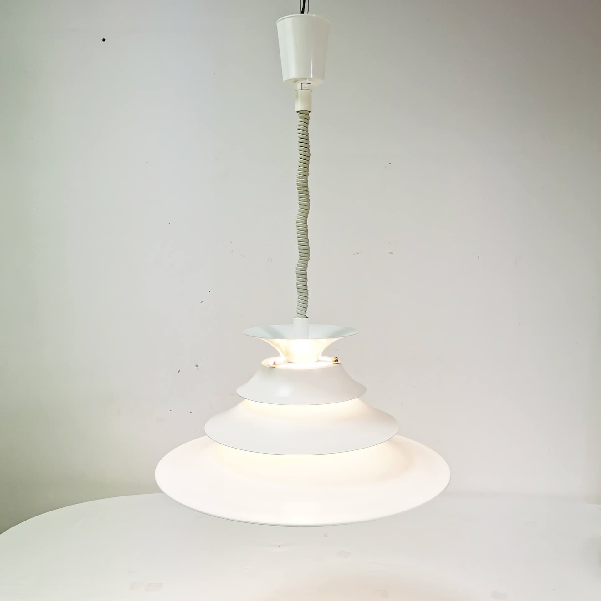 Ceiling lamp Torino, white metal, Junge, Denmark, 1970s. - 359291