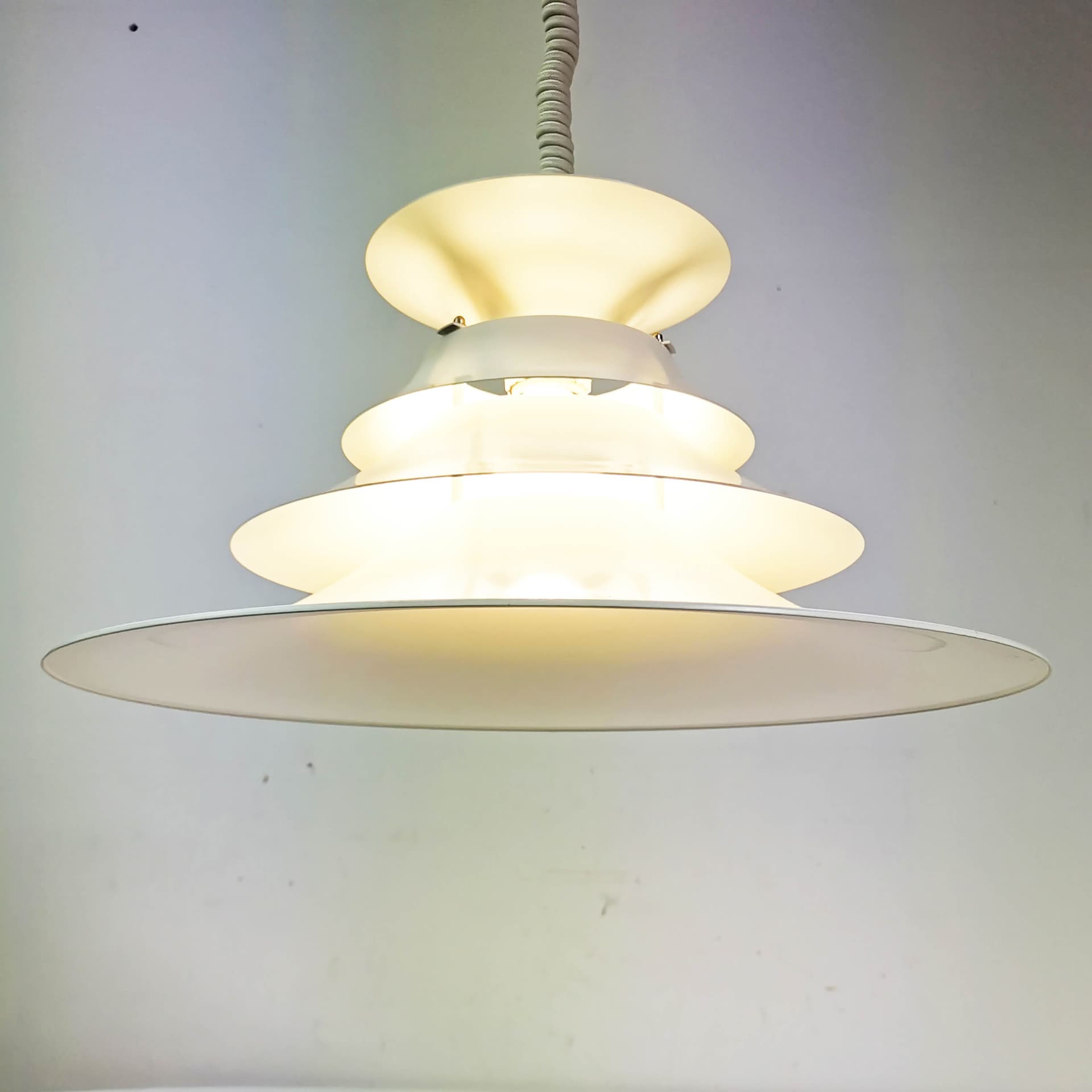 Ceiling lamp Torino, white metal, Junge, Denmark, 1970s. - 359293