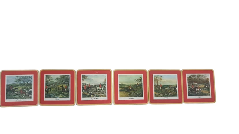 Zestaw sześciu podkładek Tamat-Secie, czerwony złoty, Niemcy, lata 80.