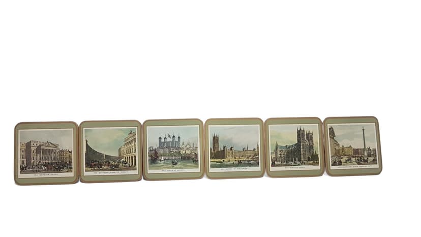 Zestaw sześciu podkładek stołowych London, beżowy, korek, Pimpernel, Wielka Brytania, lata 80.