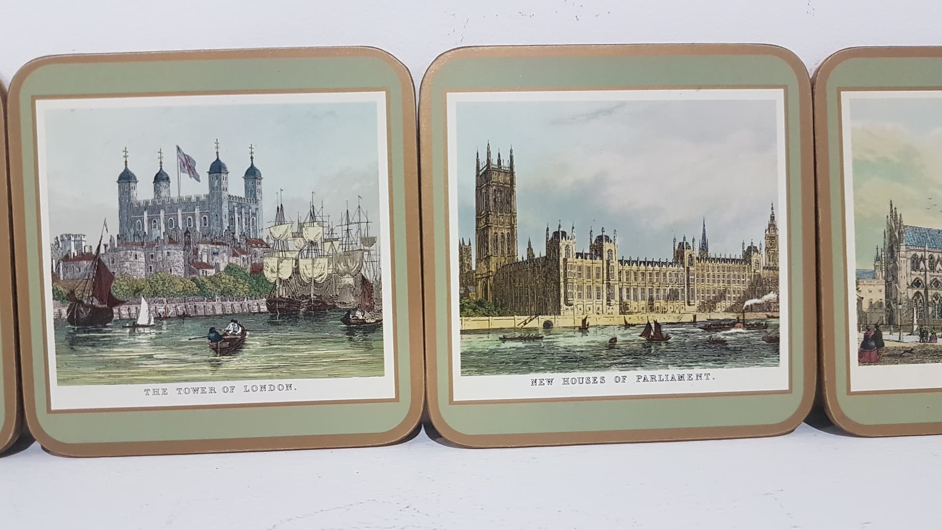 Zestaw sześciu podkładek stołowych London, beżowy, korek, Pimpernel, Wielka Brytania, lata 80. - 359362