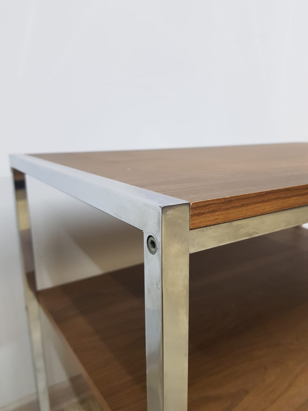 Mobile table, brown veneer, chrome steel, Germany, 1970s - 359393