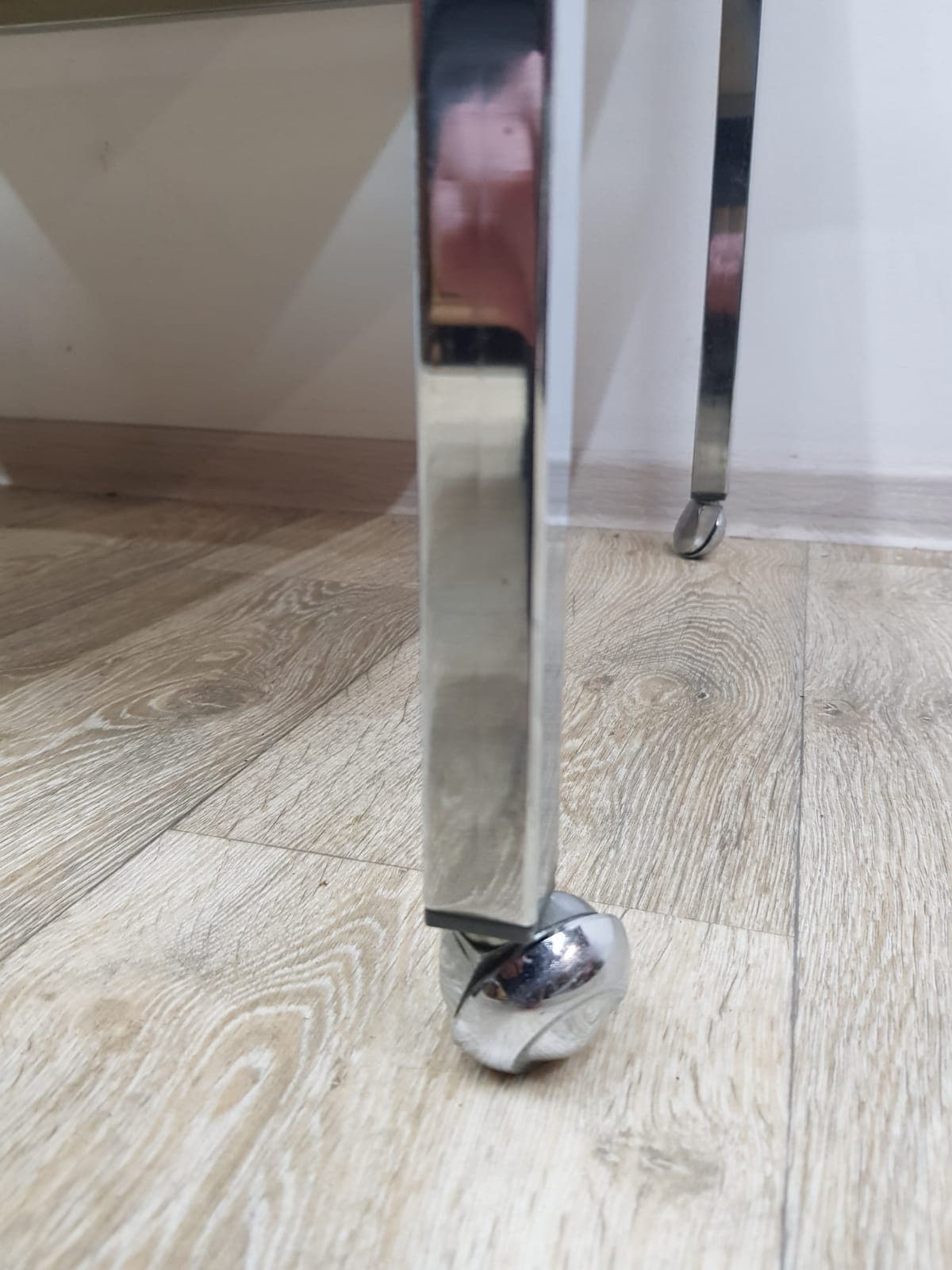 Mobile table, brown veneer, chrome steel, Germany, 1970s - 359388