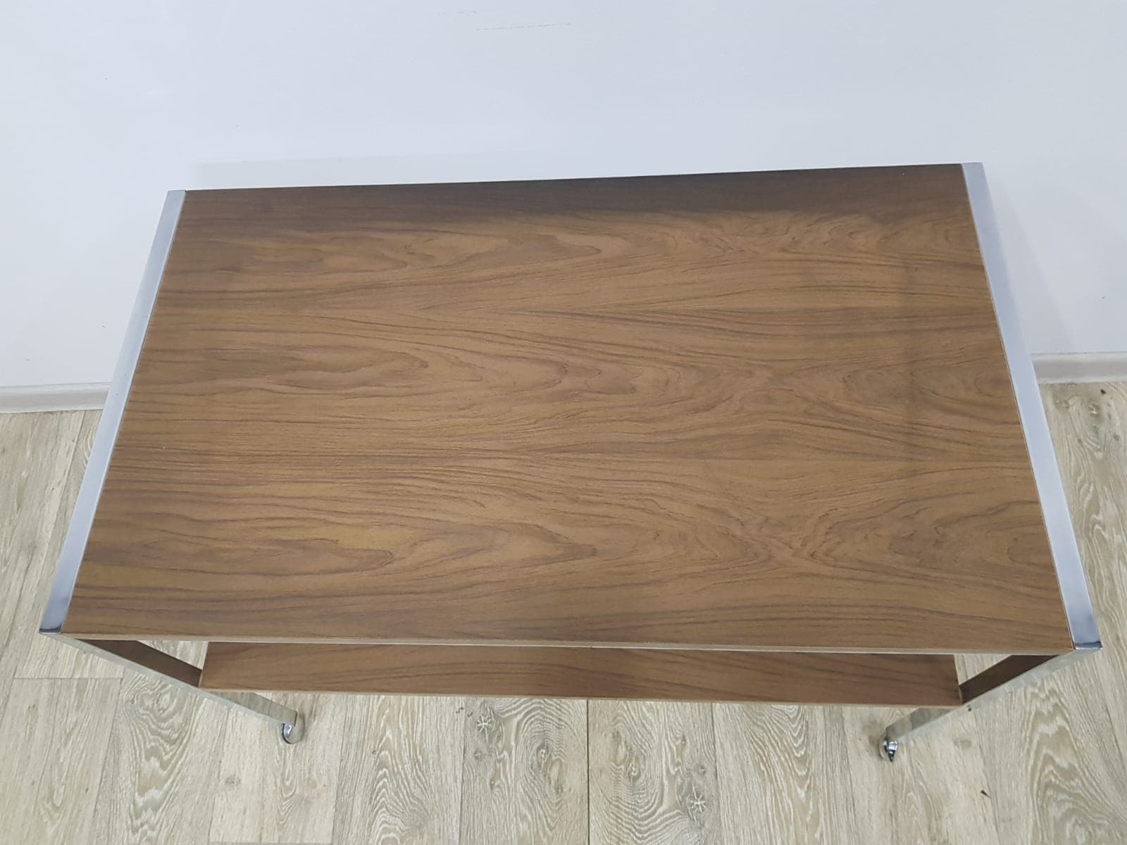 Mobile table, brown veneer, chrome steel, Germany, 1970s - 359395