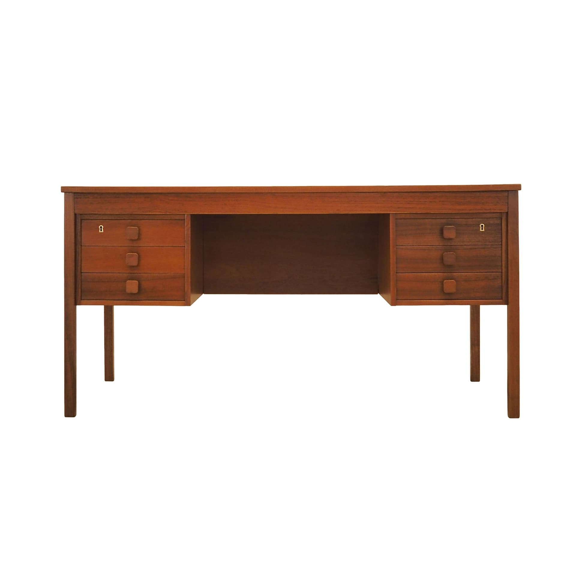 Desk, brown orange teak, Denmark, 1960s.