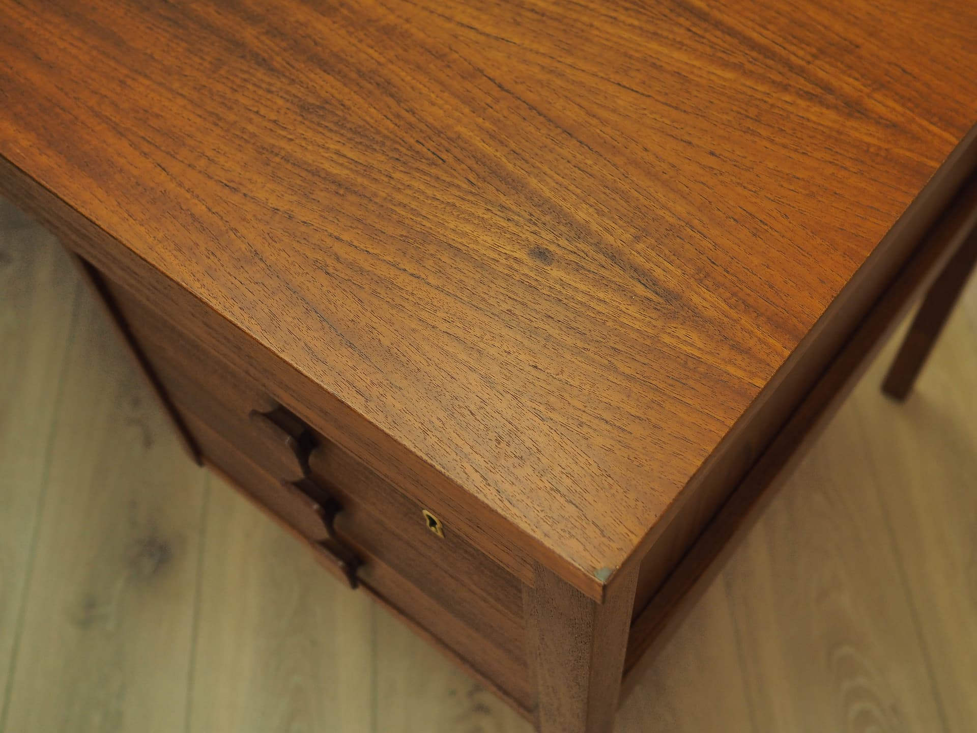 Desk, brown orange teak, Denmark, 1960s. - 359407