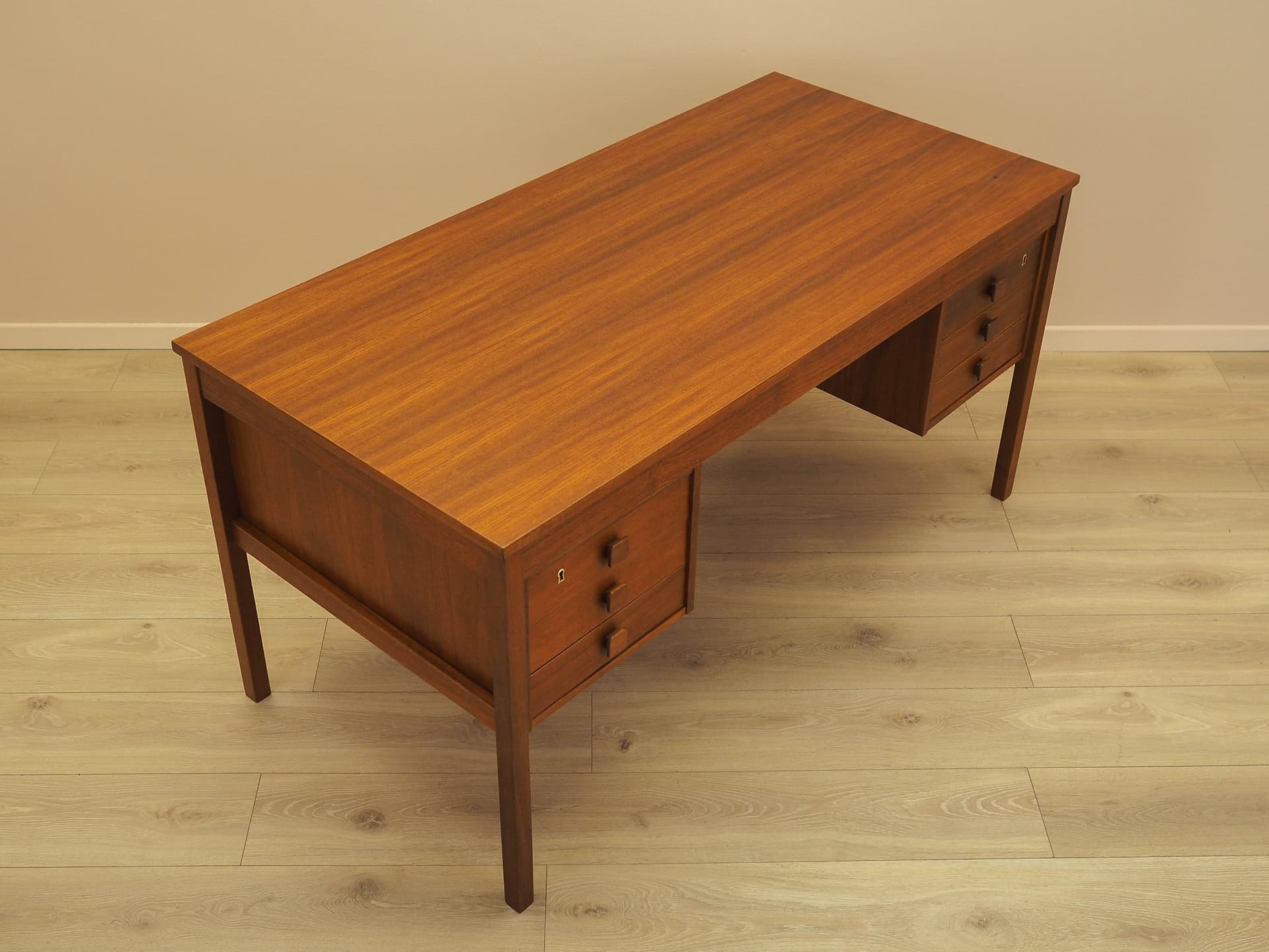 Desk, brown orange teak, Denmark, 1960s. - 359405