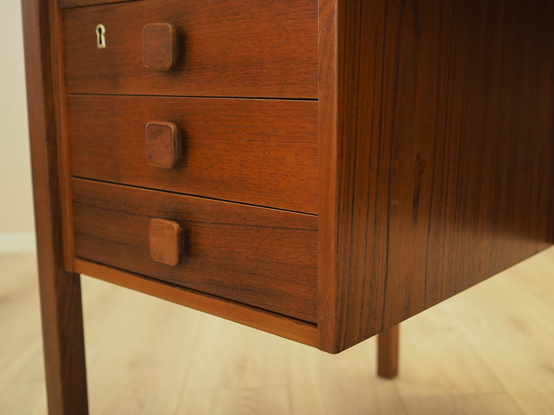 Desk, brown orange teak, Denmark, 1960s. - 359408