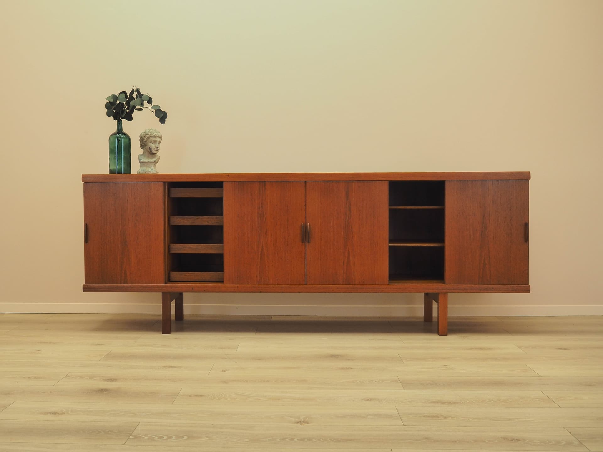 Sideboard, teak brązowy pomarańczowy, Dania, lata 60. - 359428