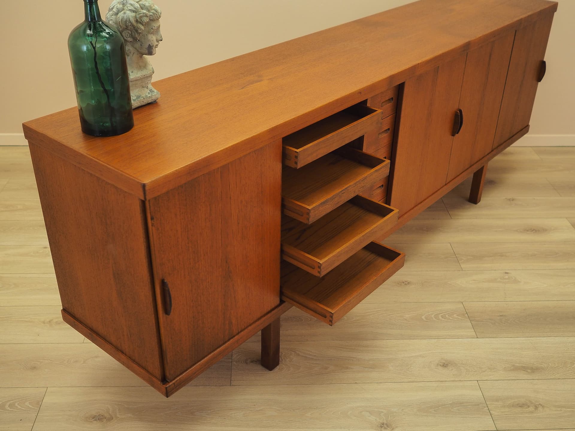 Sideboard, teak brązowy pomarańczowy, Dania, lata 60. - 359433