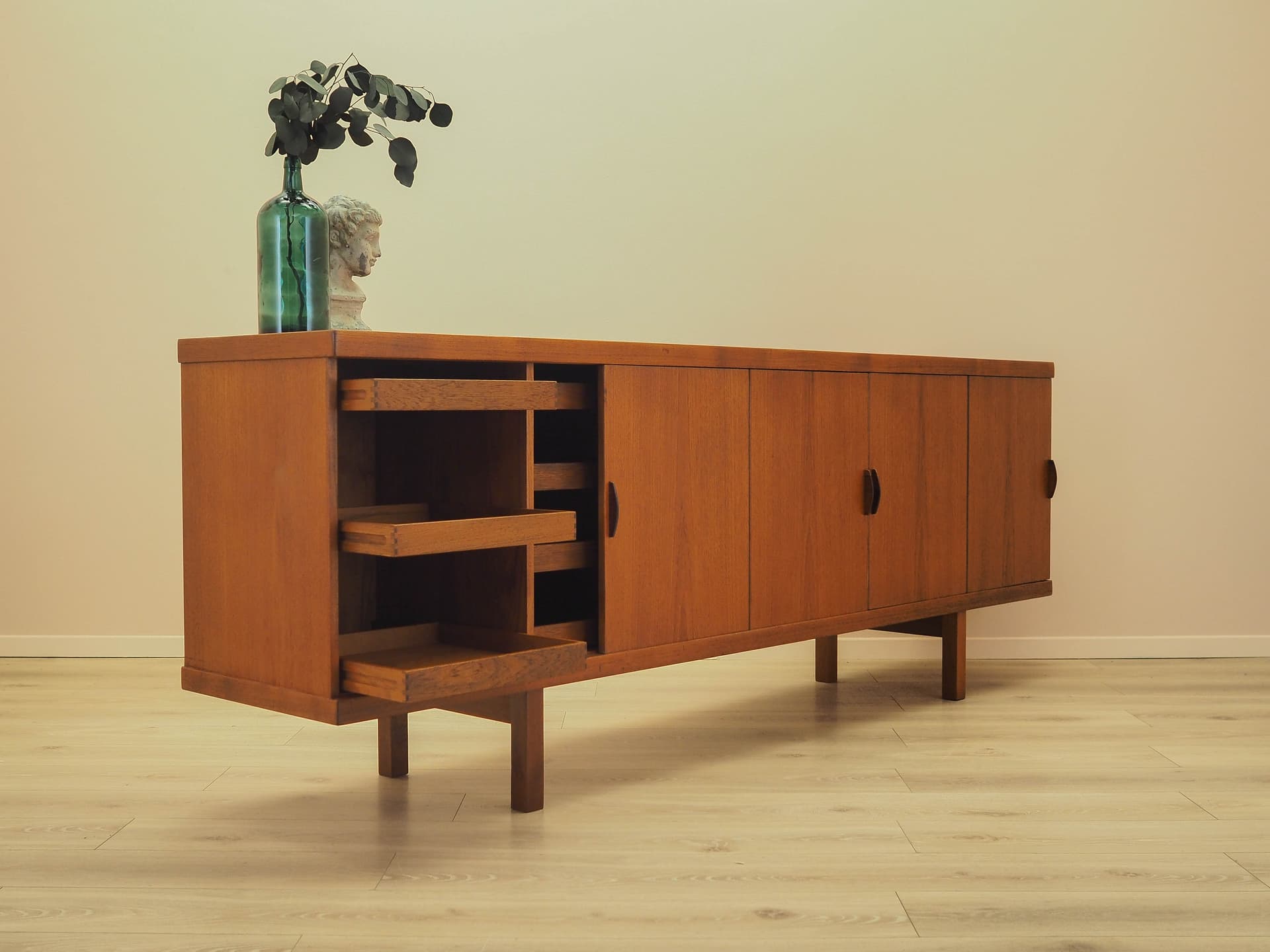 Sideboard, teak brązowy pomarańczowy, Dania, lata 60. - 359432
