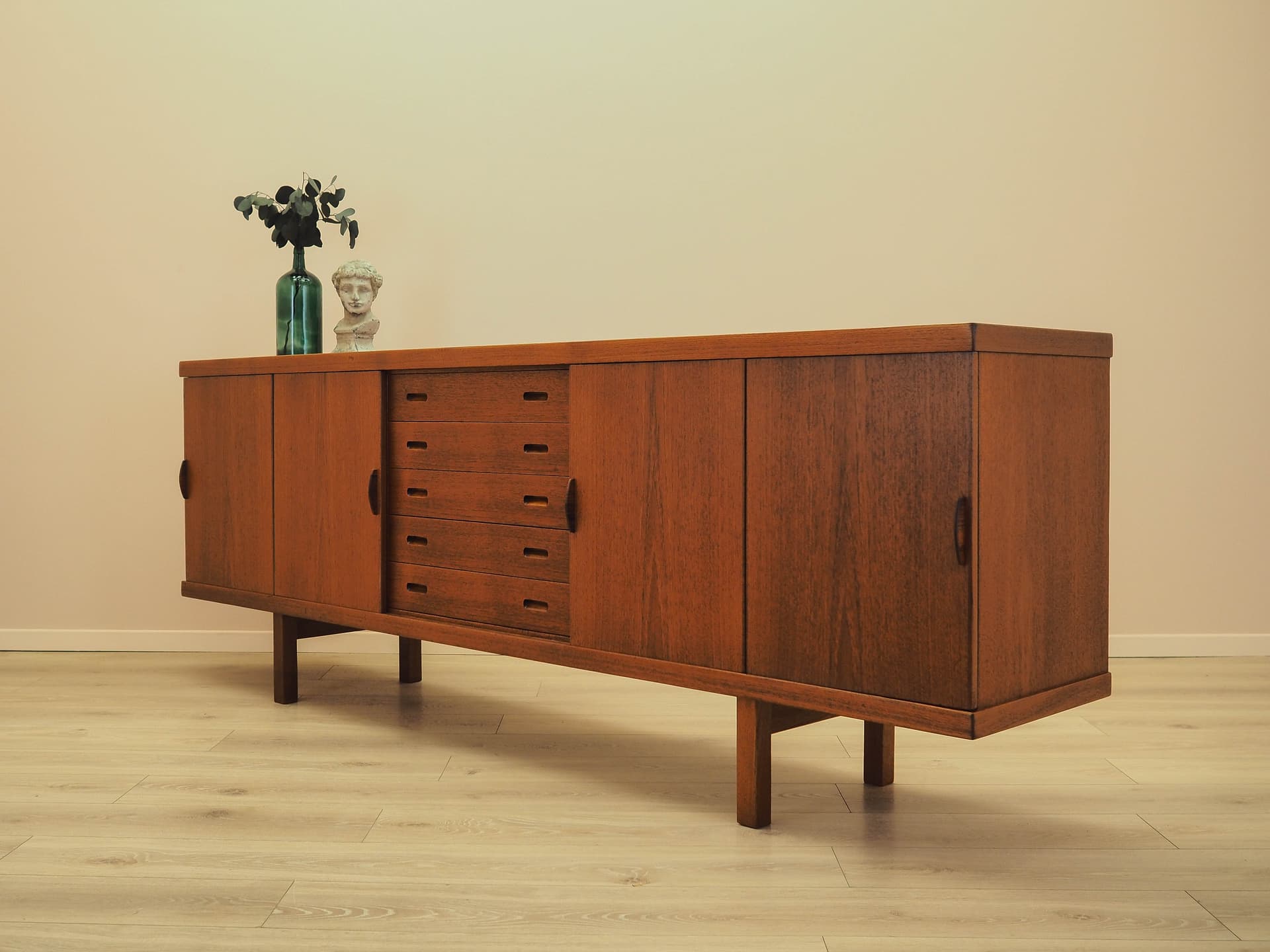 Sideboard, teak brązowy pomarańczowy, Dania, lata 60. - 359429