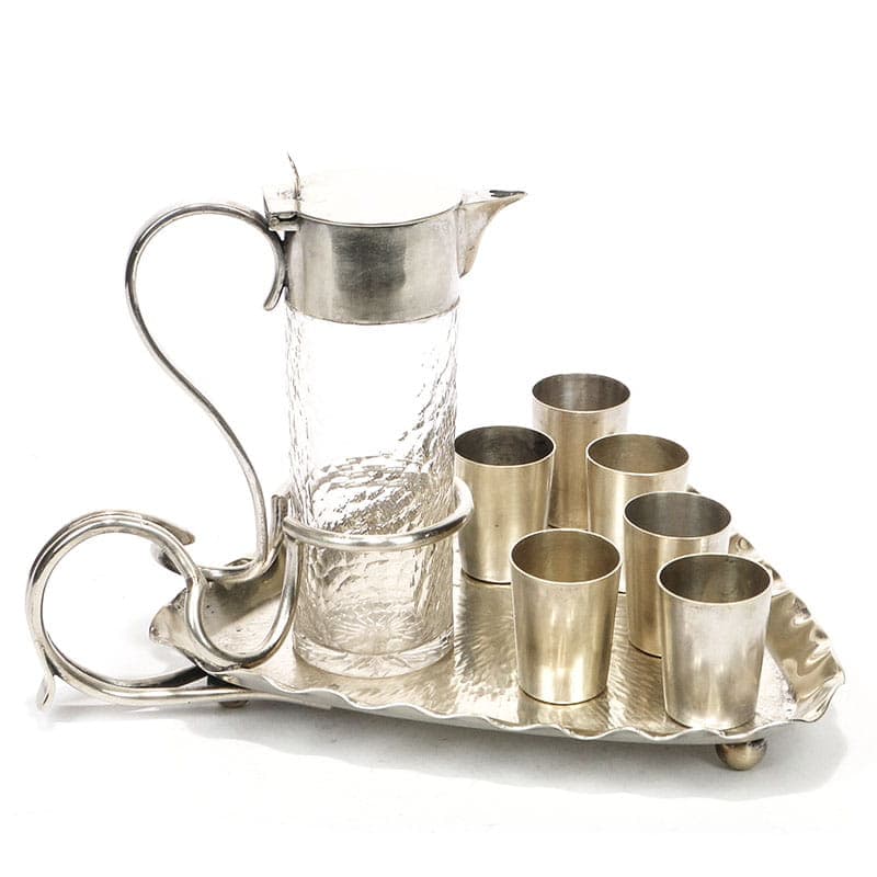 Liqueur set, Art Nouveau, silver, white metal, crystal, Austria-Hungary, early 20th c. - 359472
