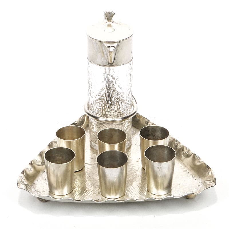 Liqueur set, Art Nouveau, silver, white metal, crystal, Austria-Hungary, early 20th c. - 359476