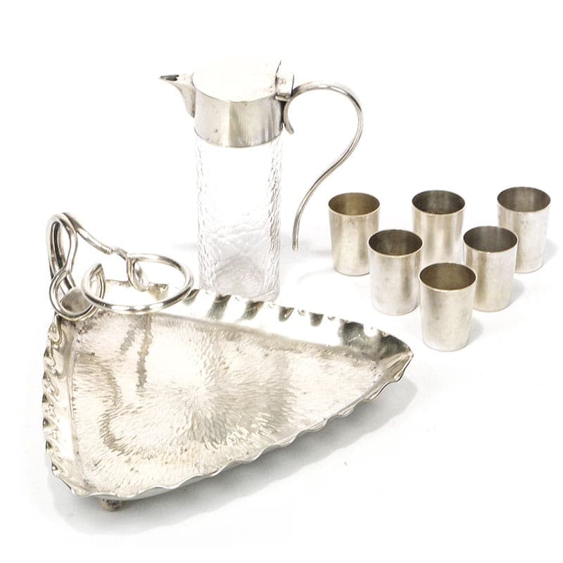 Liqueur set, Art Nouveau, silver, white metal, crystal, Austria-Hungary, early 20th c. - 359470