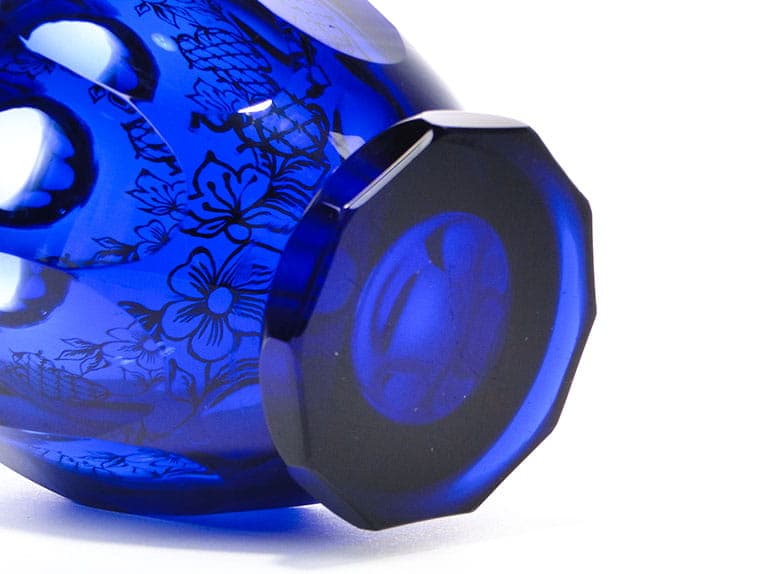 Vase, indigo crystal, silver, by S. Haertl, Józefina Glassworks, Poland, 1940s - 359503