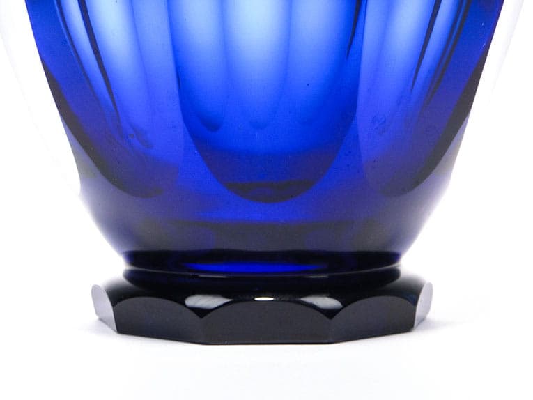 Vase, indigo crystal, silver, by S. Haertl, Józefina Glassworks, Poland, 1940s - 359511