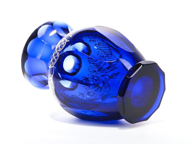 Vase, indigo crystal, silver, by S. Haertl, Józefina Glassworks, Poland, 1940s - 359502