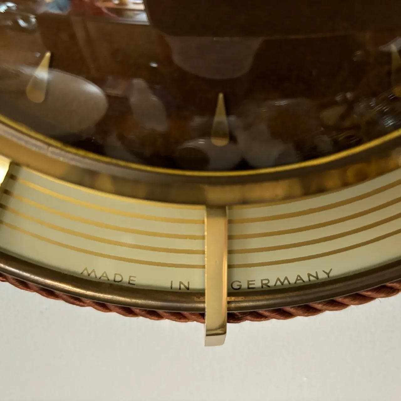 Zegar ścienny, mosiądz beżowy, UPG Halle, Niemcy, lata 60. - 26426