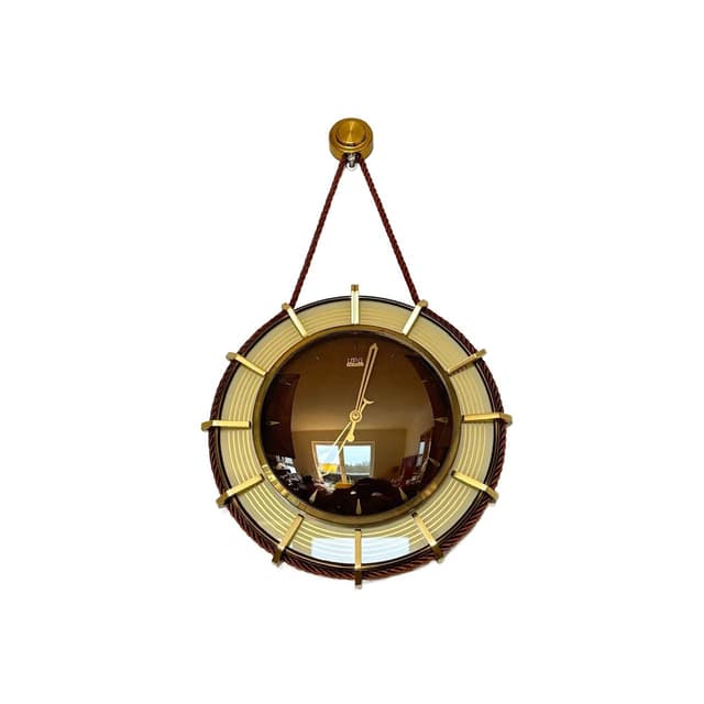 Zegar ścienny, mosiądz beżowy, UPG Halle, Niemcy, lata 60. - WYMIARY