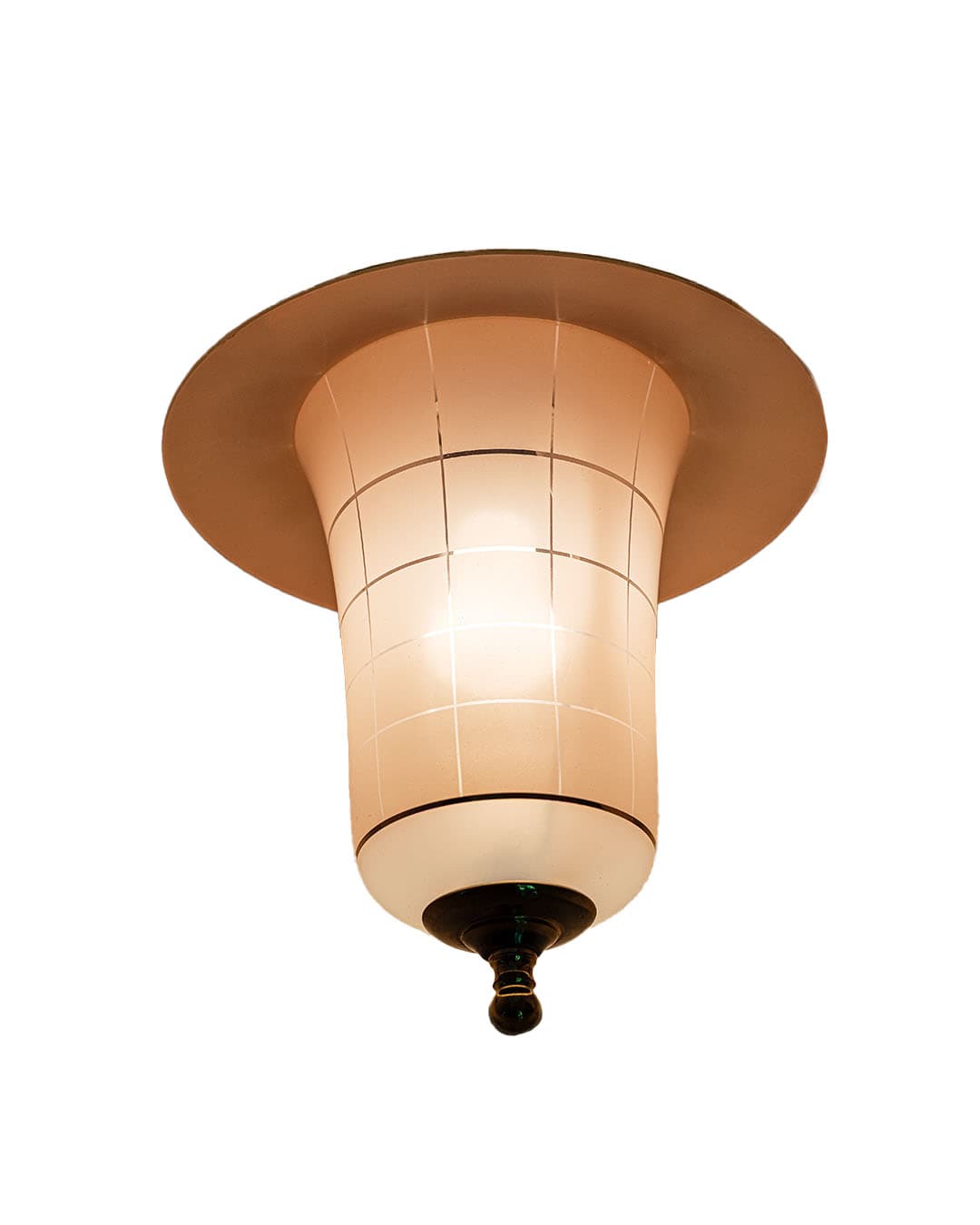 Ceiling lamp, powder pink glass, brass, Germany, 1950s - 359772
