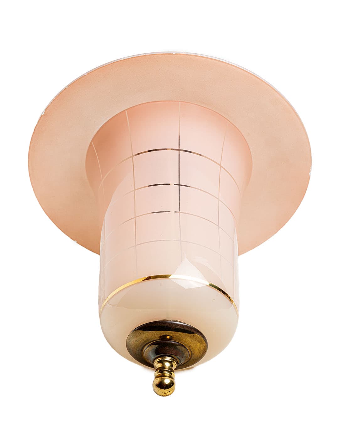 Ceiling lamp, powder pink glass, brass, Germany, 1950s - 359774
