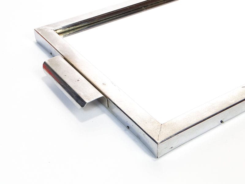 Geometric Tray Art Deco, silver chromed brass, mirror, Czechoslovakia, 1950s - 359809