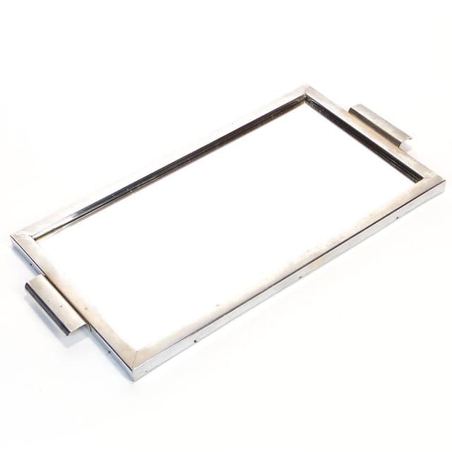 Geometric Tray Art Deco, silver chromed brass, mirror, Czechoslovakia, 1950s - DIMENSION