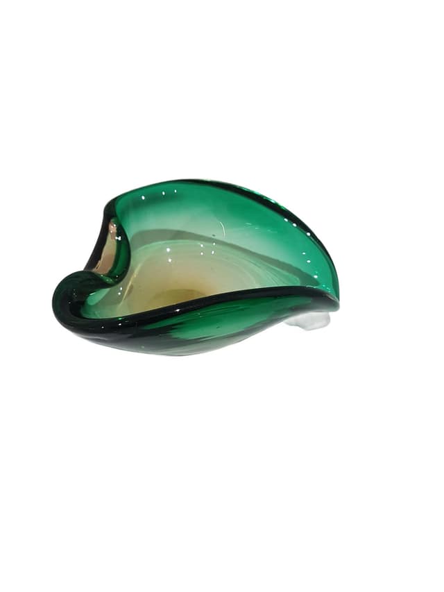 Ashtray, green-brown glass, by E. Beranek, Škrdlovice, Czechoslovakia, 1960s. - DIMENSION