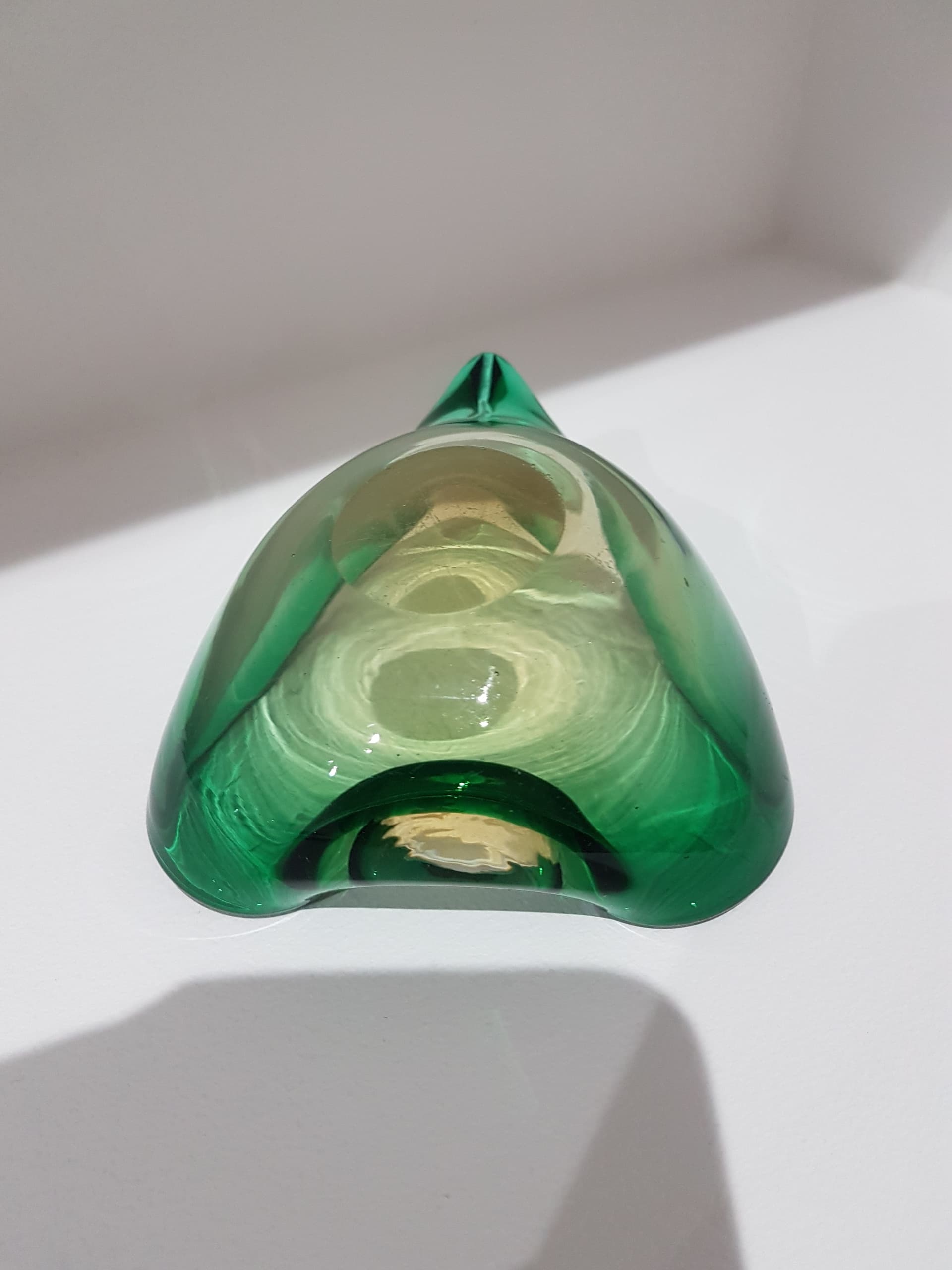 Ashtray, green-brown glass, by E. Beranek, Škrdlovice, Czechoslovakia, 1960s. - 359819