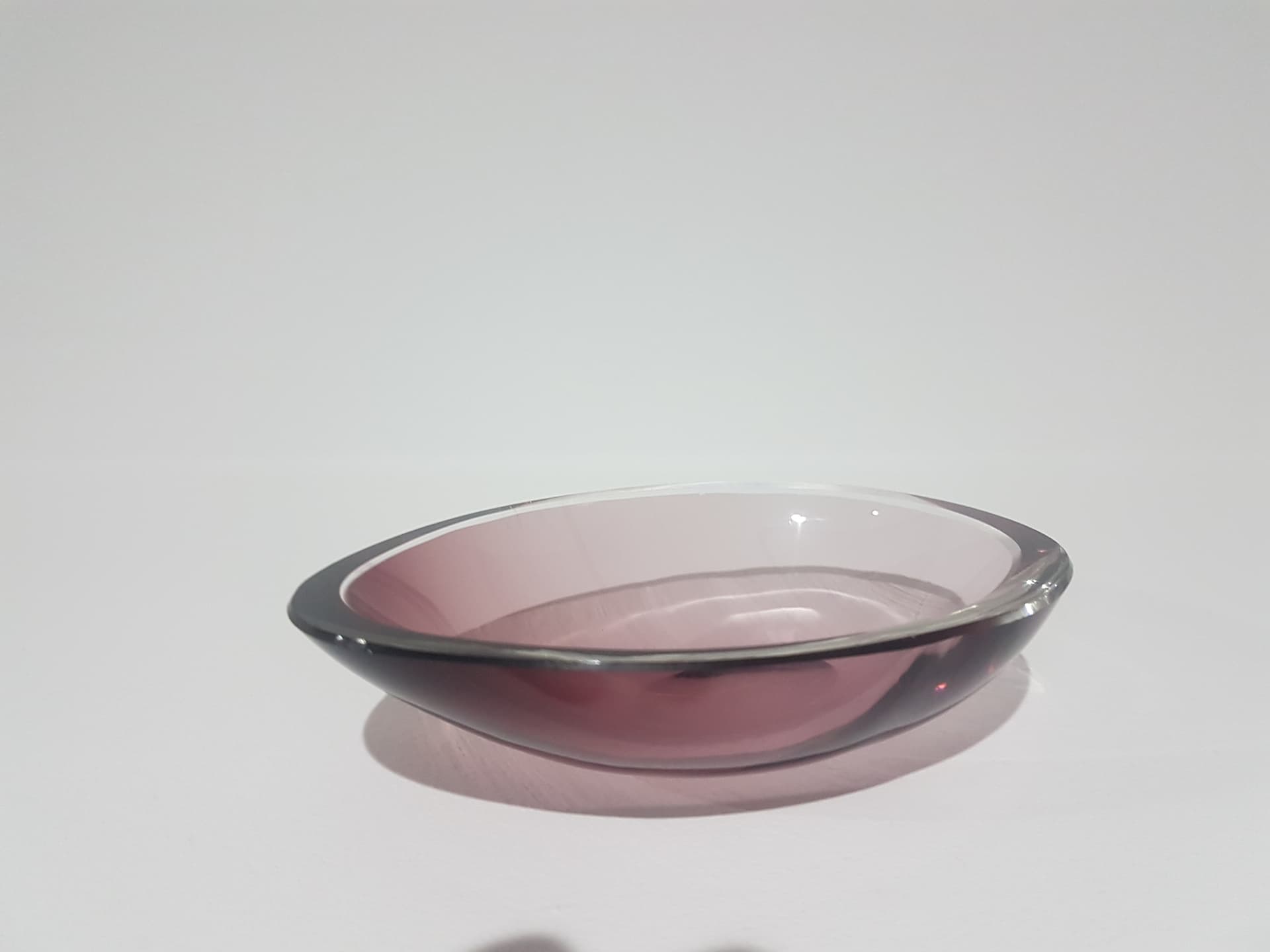 Decorative bowl, pink purple glass, by A. F. Gangkofner, Hessenglas, Germany, 1950s. - 359837