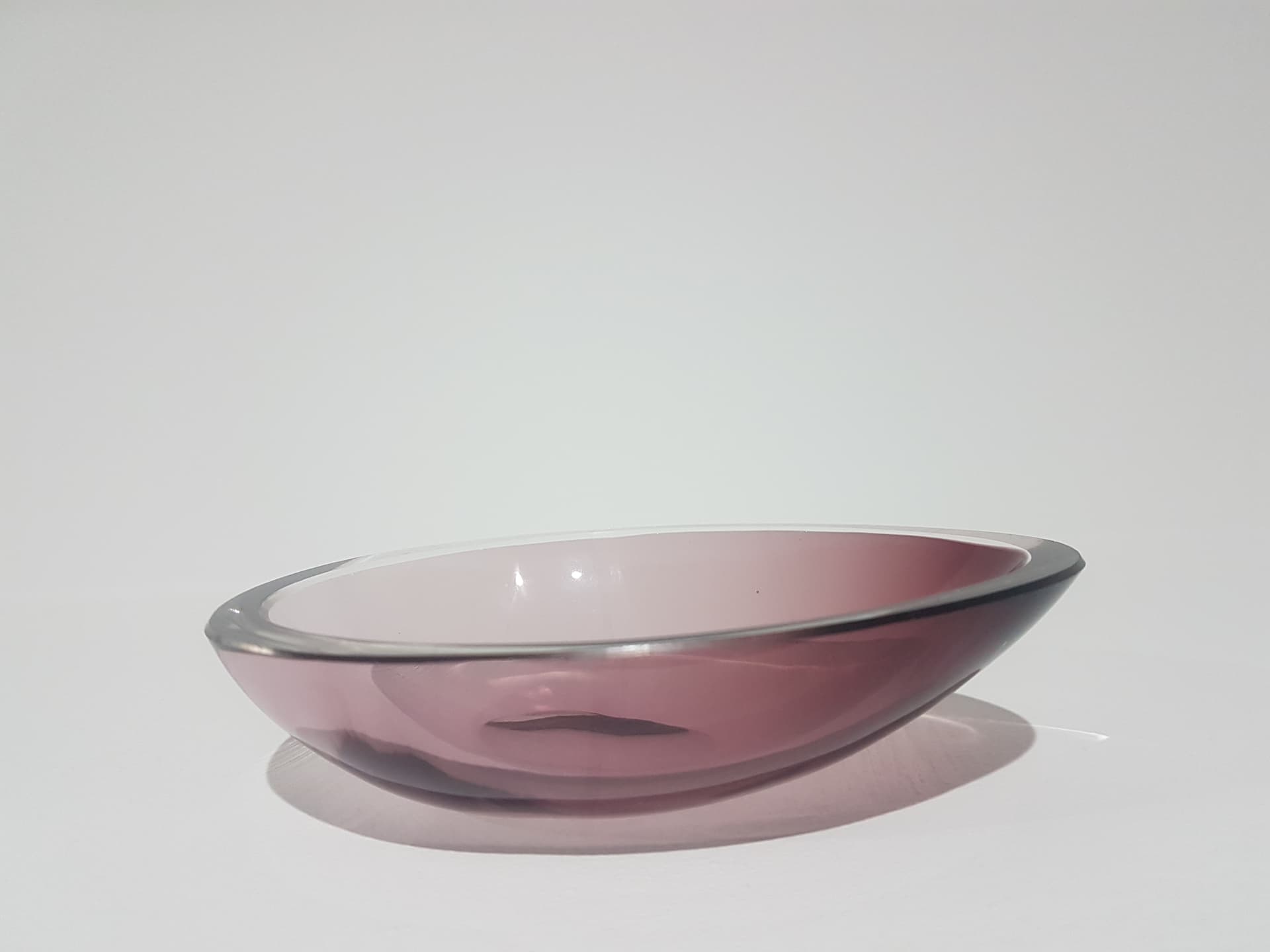 Decorative bowl, pink purple glass, by A. F. Gangkofner, Hessenglas, Germany, 1950s. - 359834