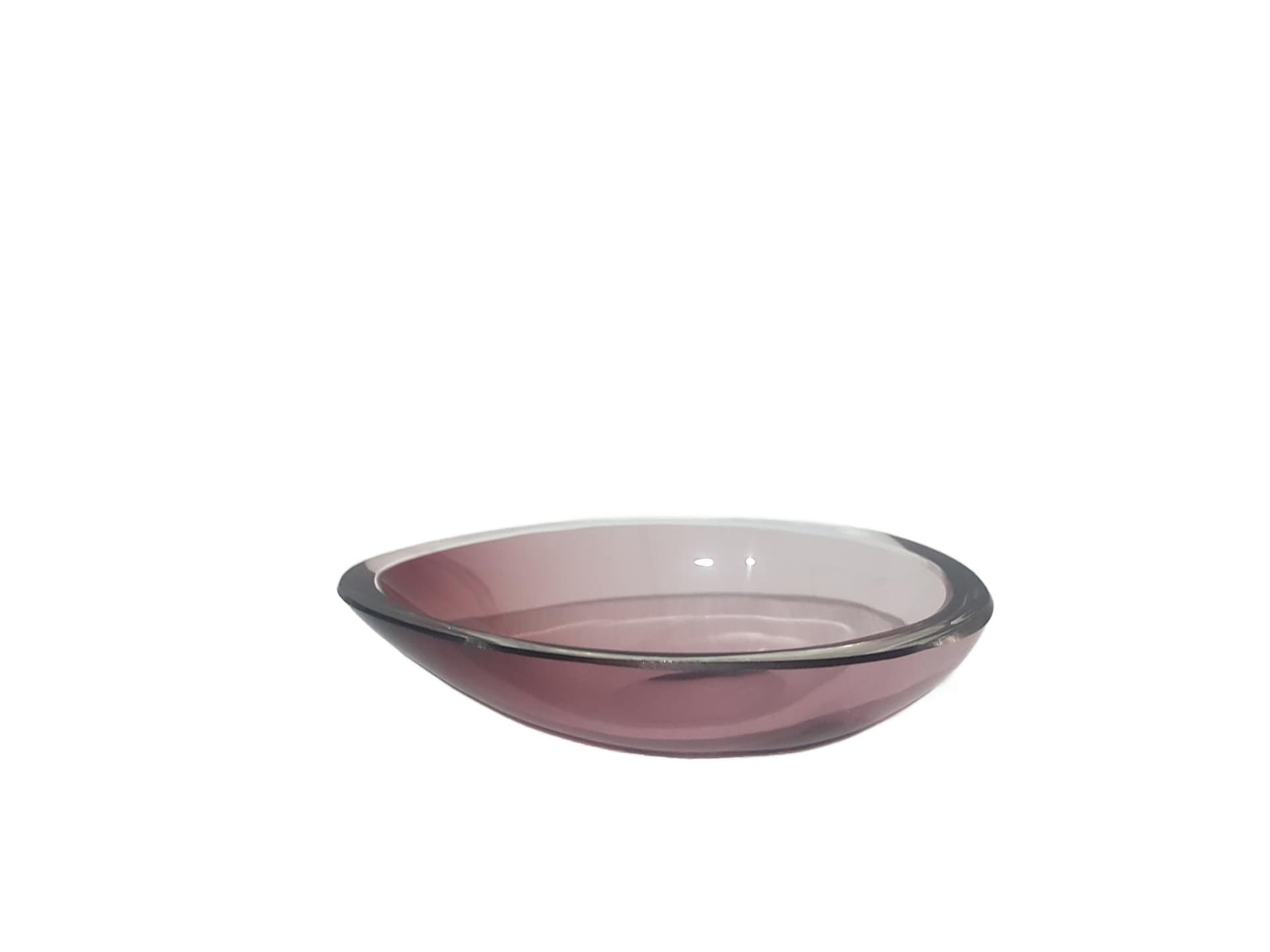 Decorative bowl, pink purple glass, by A. F. Gangkofner, Hessenglas, Germany, 1950s.