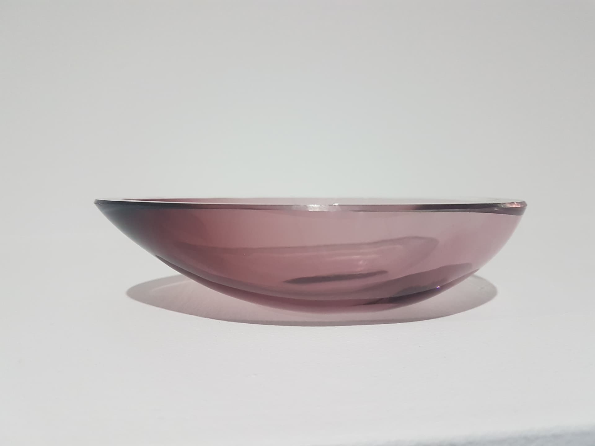 Decorative bowl, pink purple glass, by A. F. Gangkofner, Hessenglas, Germany, 1950s. - 359835