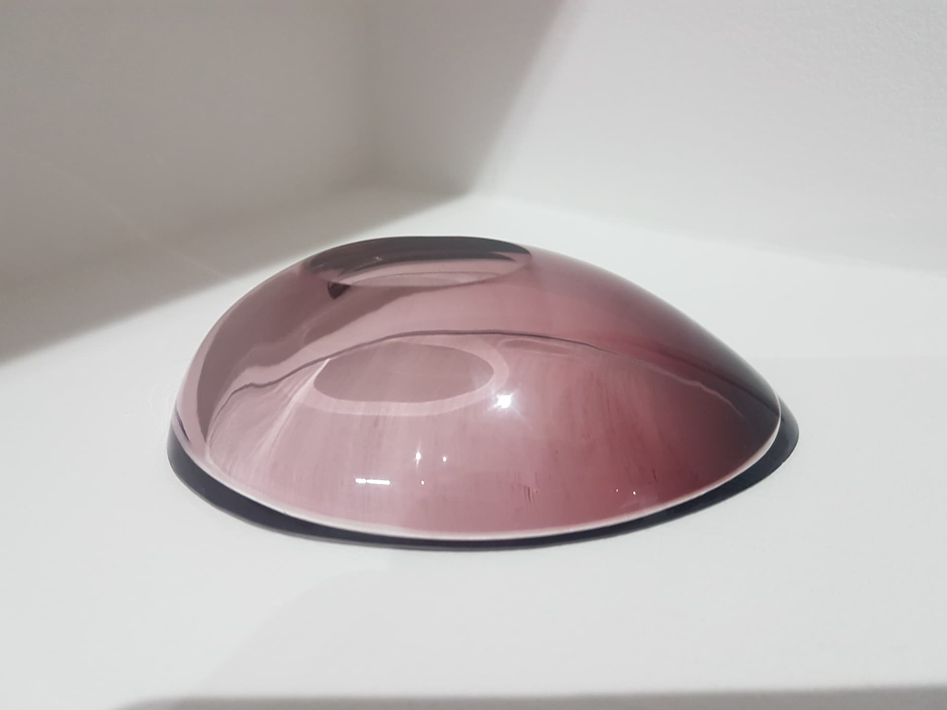 Decorative bowl, pink purple glass, by A. F. Gangkofner, Hessenglas, Germany, 1950s. - 359831