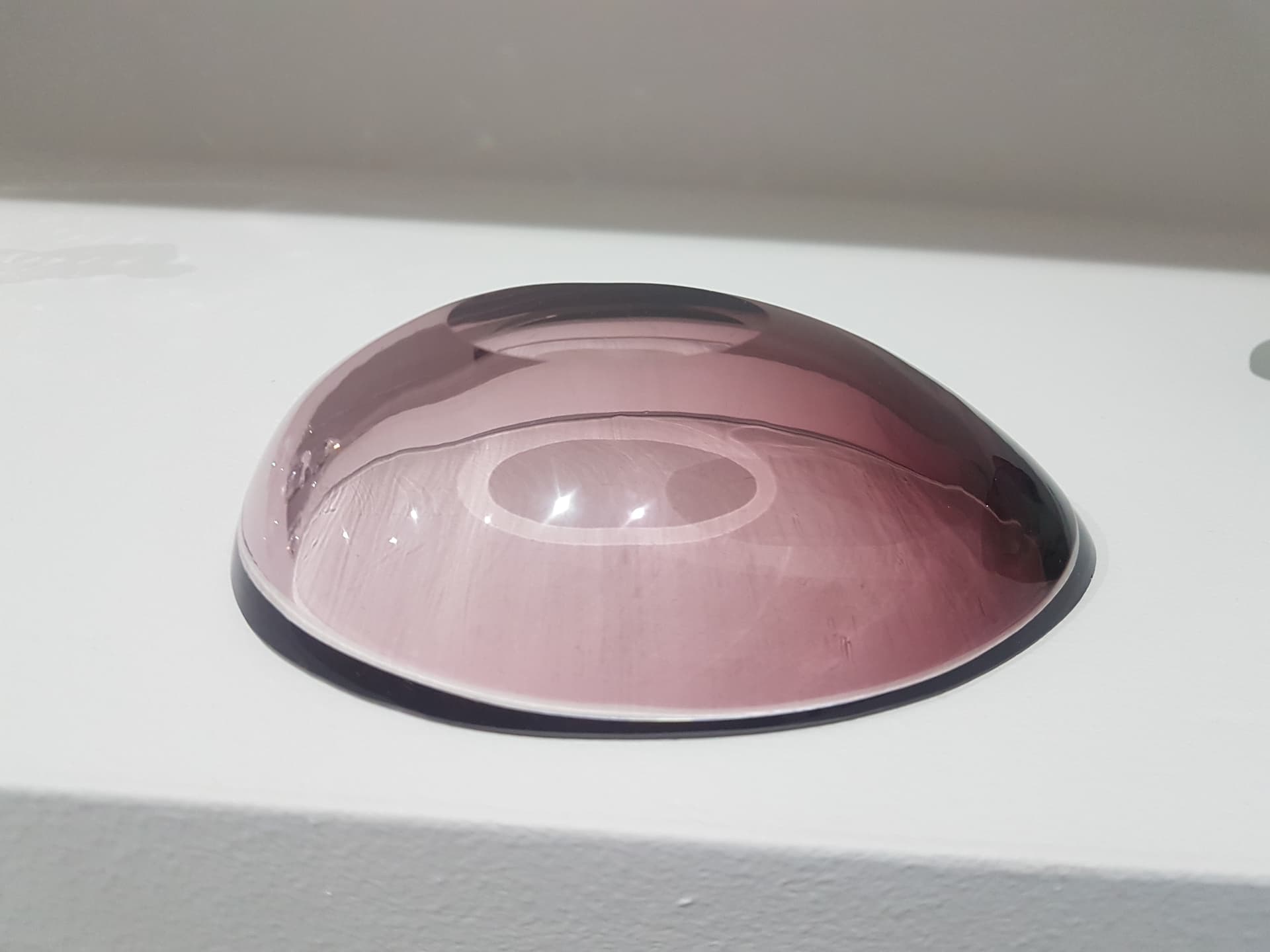 Decorative bowl, pink purple glass, by A. F. Gangkofner, Hessenglas, Germany, 1950s. - 359836