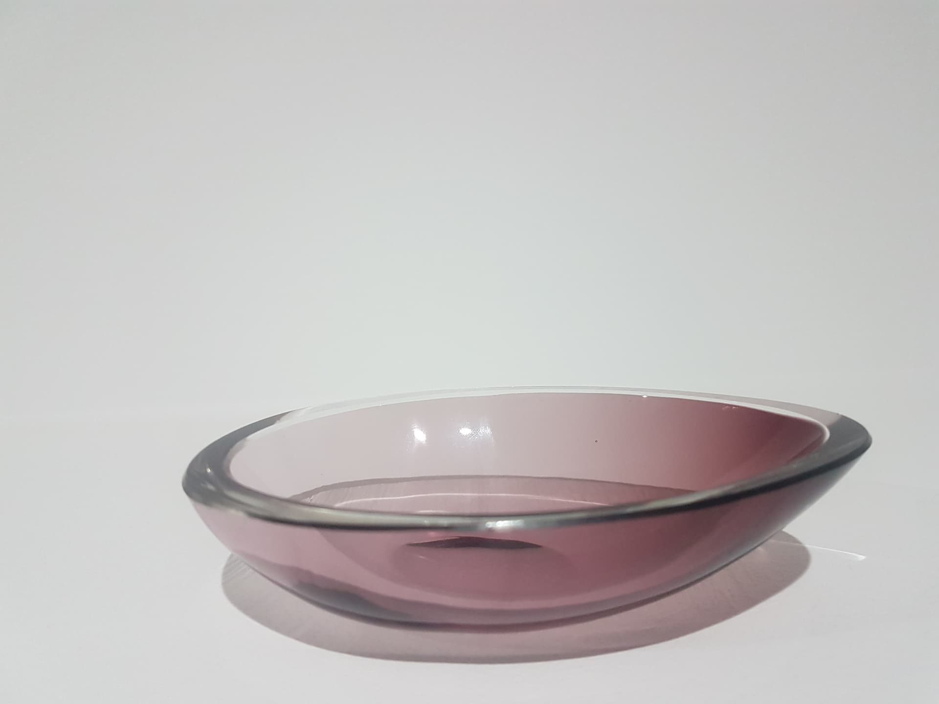 Decorative bowl, pink purple glass, by A. F. Gangkofner, Hessenglas, Germany, 1950s. - 359840