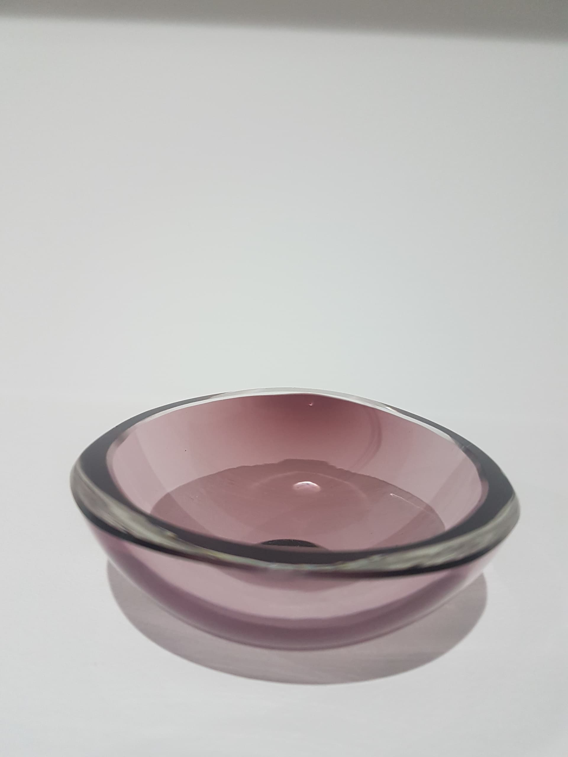Decorative bowl, pink purple glass, by A. F. Gangkofner, Hessenglas, Germany, 1950s. - 359841