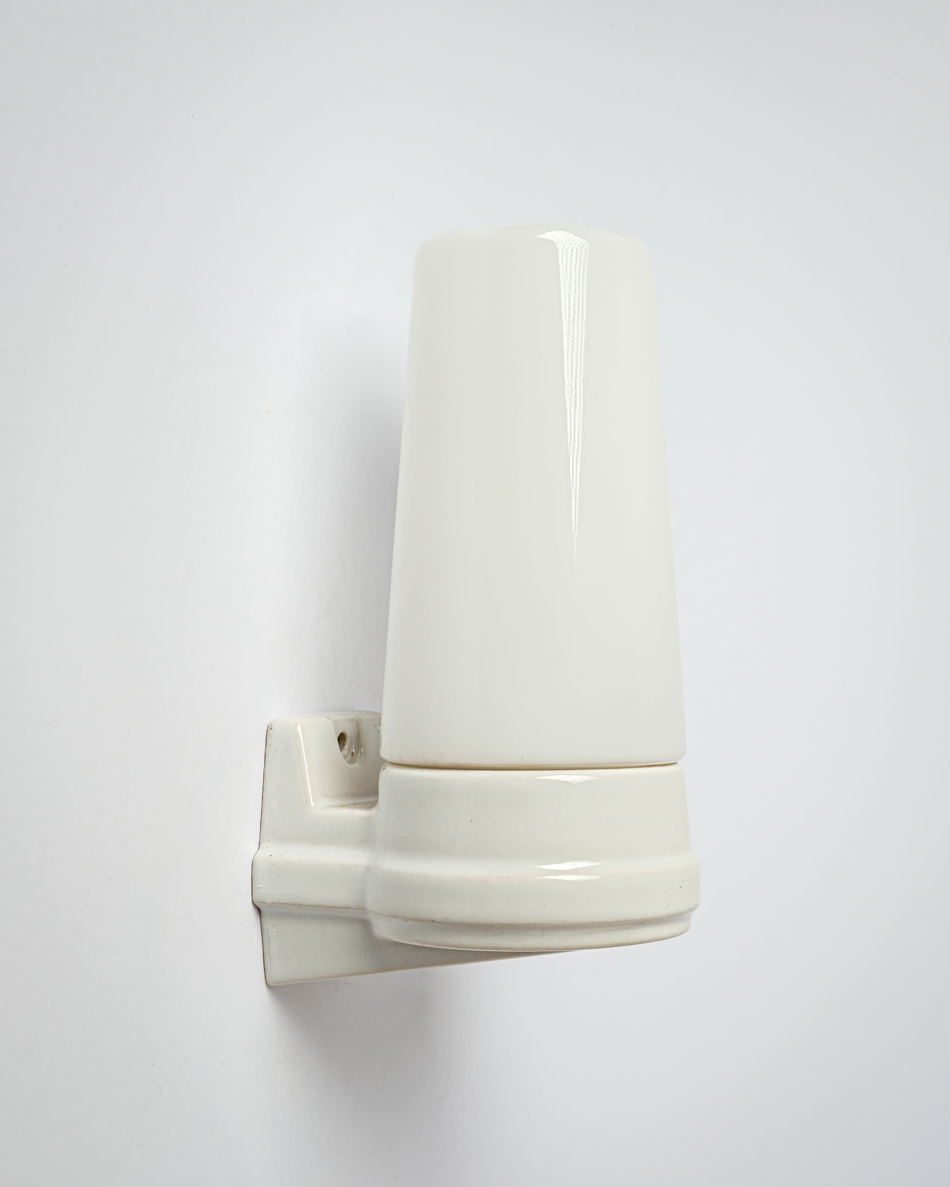 Pair of wall sconces IFO, white ceramic, opaline glass, Sweden, 1970s. - 359860