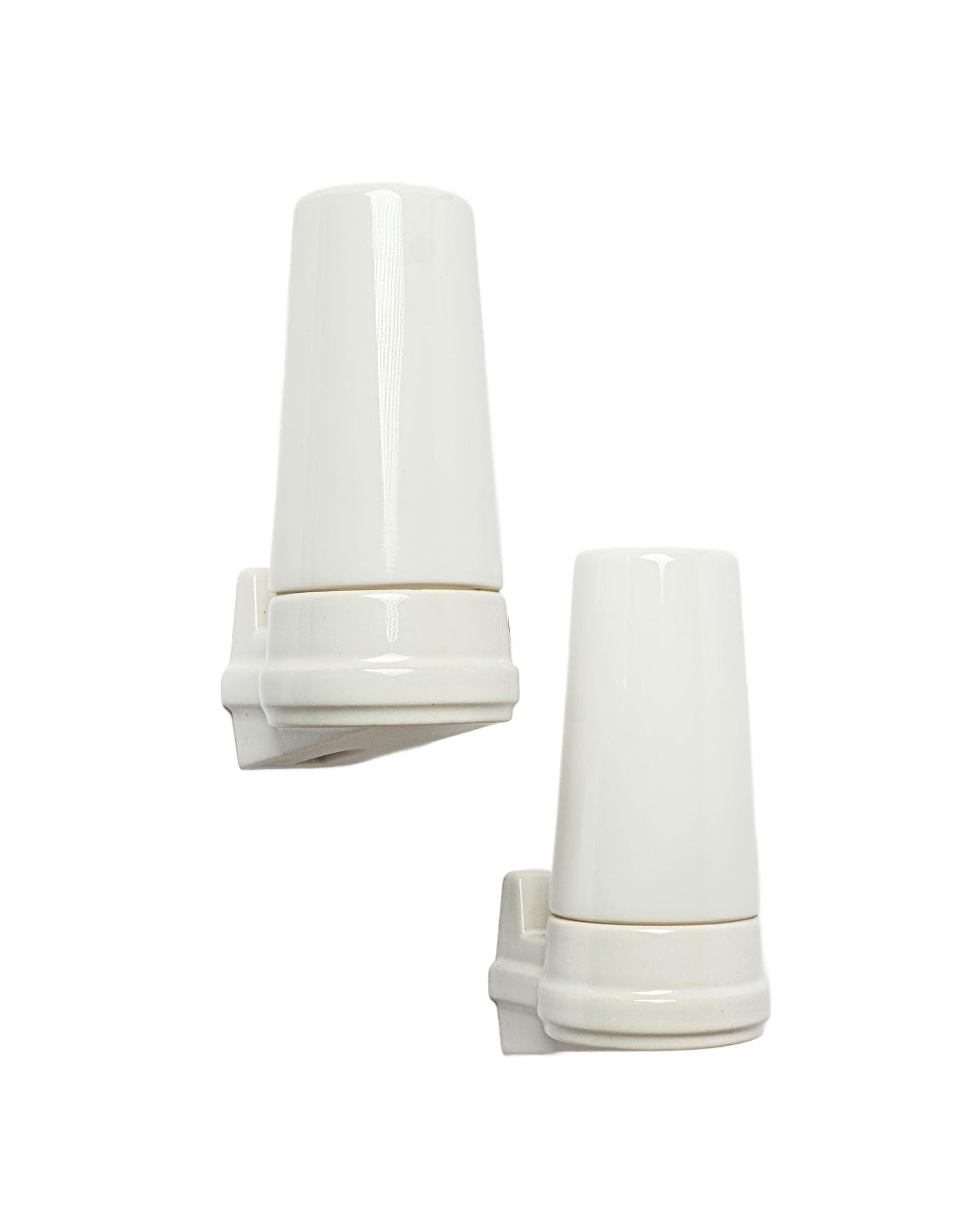Pair of wall sconces IFO, white ceramic, opaline glass, Sweden, 1970s.