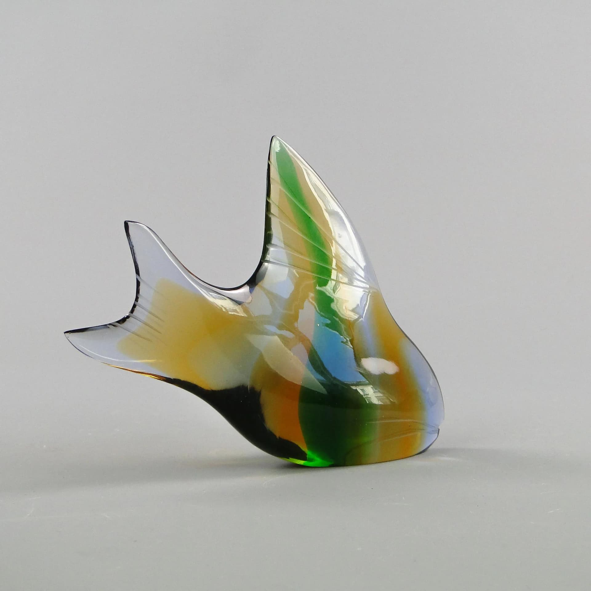 Rzeźba ryba, multikolor, kryształ, proj. J. Rozinek & S. Honzik, Czechosłowacja, lata 60. - 26501