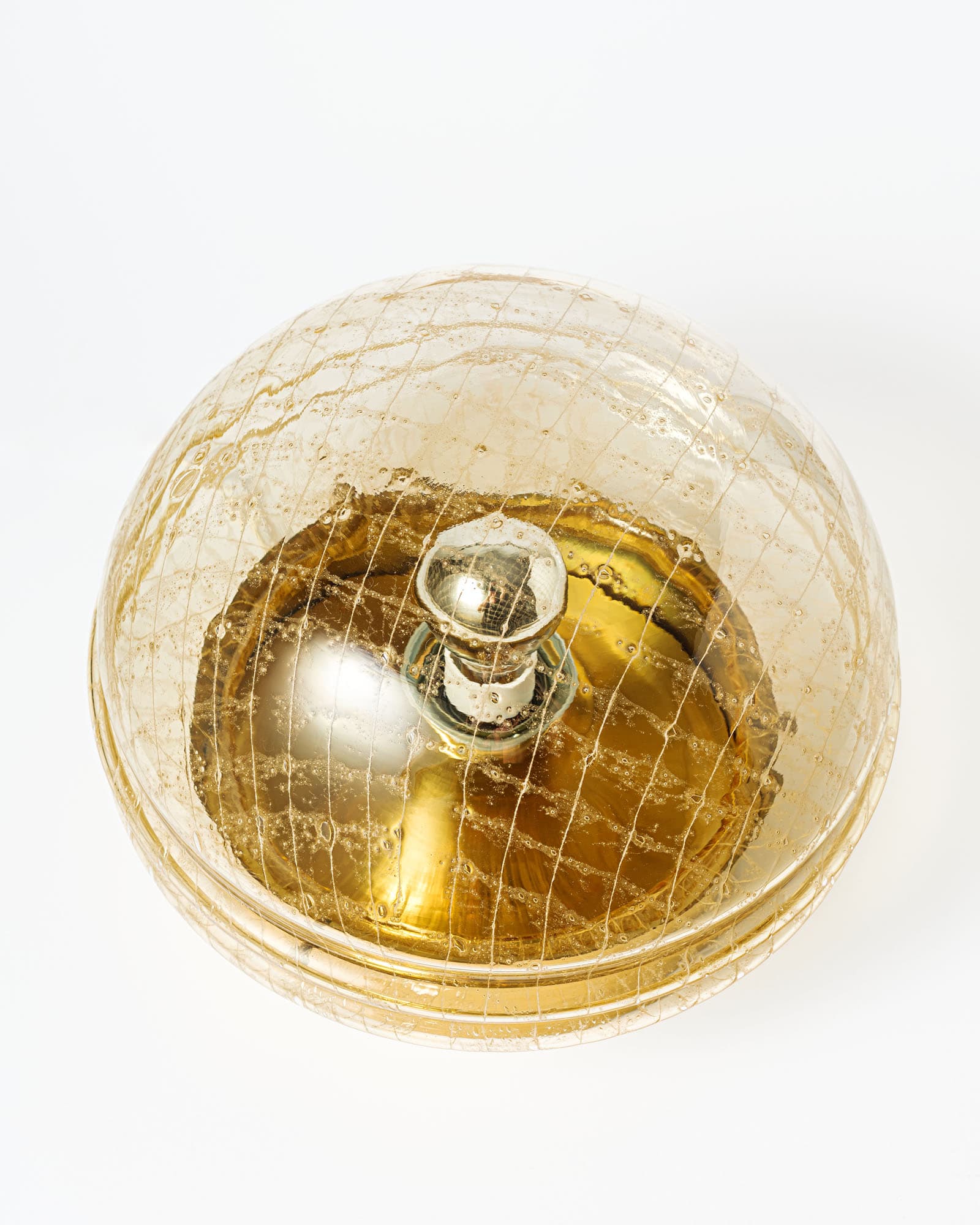 Pair of Space Age wall or ceiling lamps, gold glass, metal, Germany, 1970s. - 359874