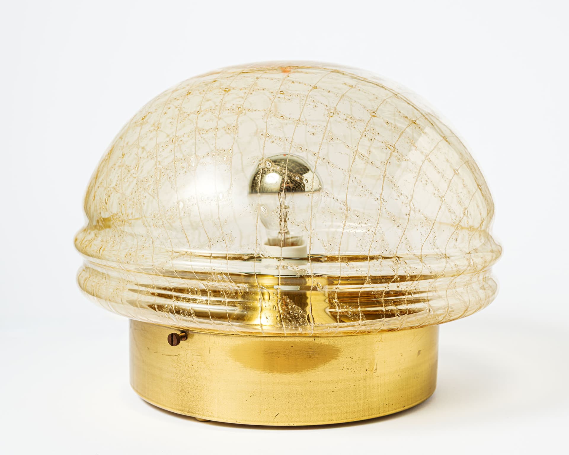 Pair of Space Age wall or ceiling lamps, gold glass, metal, Germany, 1970s. - 359872