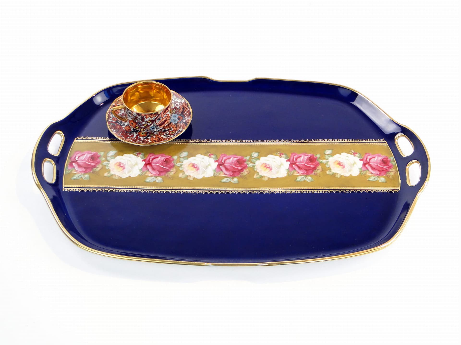 Art Deco porcelain tray, white cobalt gold, gilded porcelain, Czech Republic, 1920s - 359903