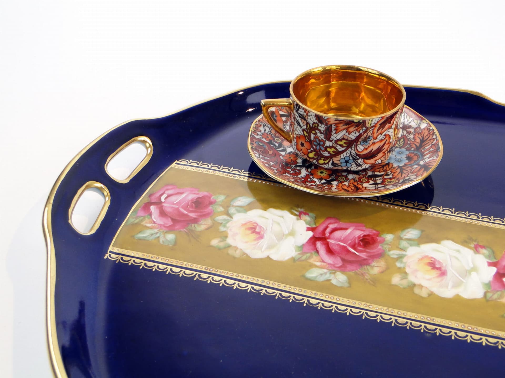 Art Deco porcelain tray, white cobalt gold, gilded porcelain, Czech Republic, 1920s - 359894