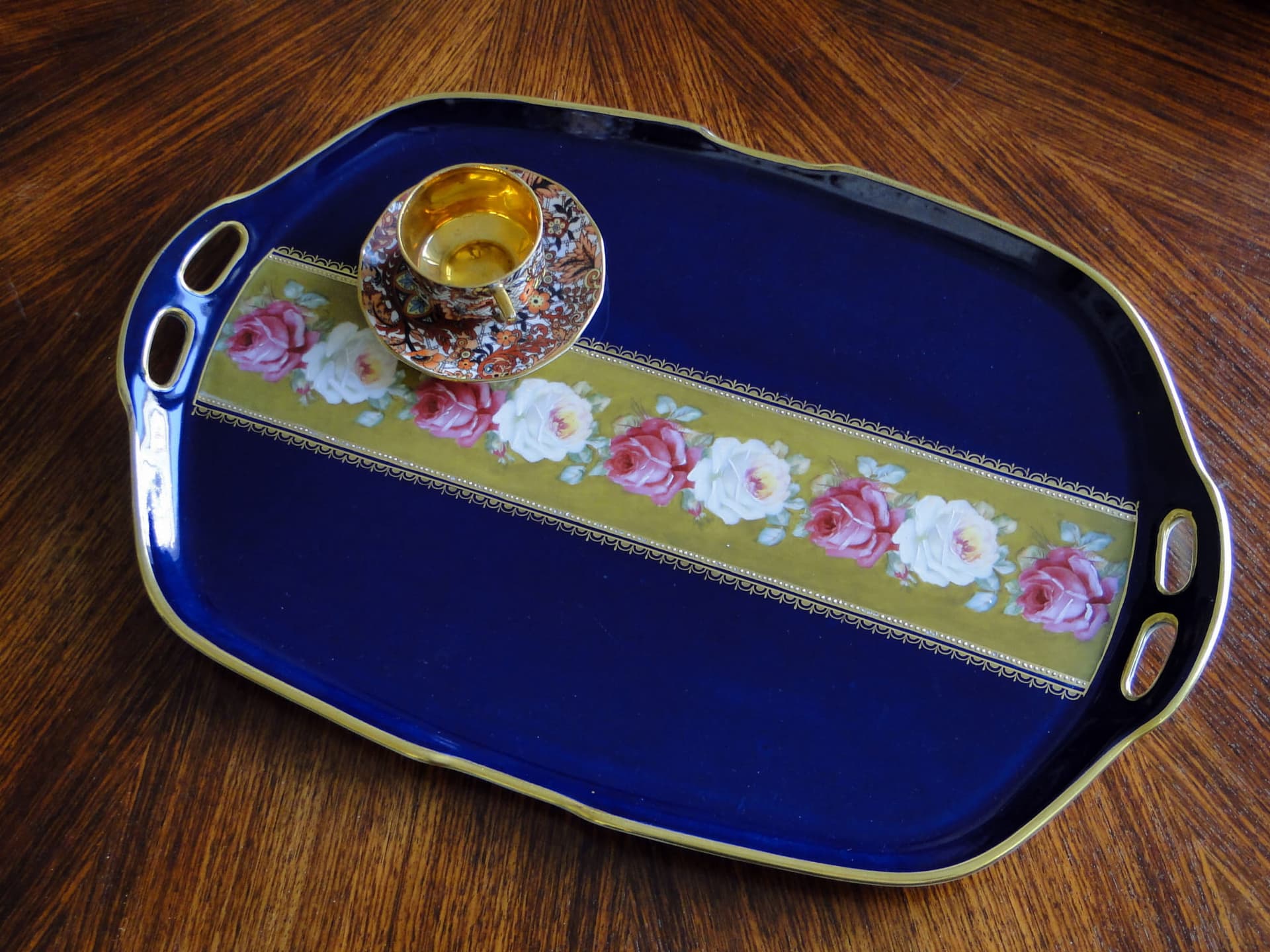 Art Deco porcelain tray, white cobalt gold, gilded porcelain, Czech Republic, 1920s - 359898