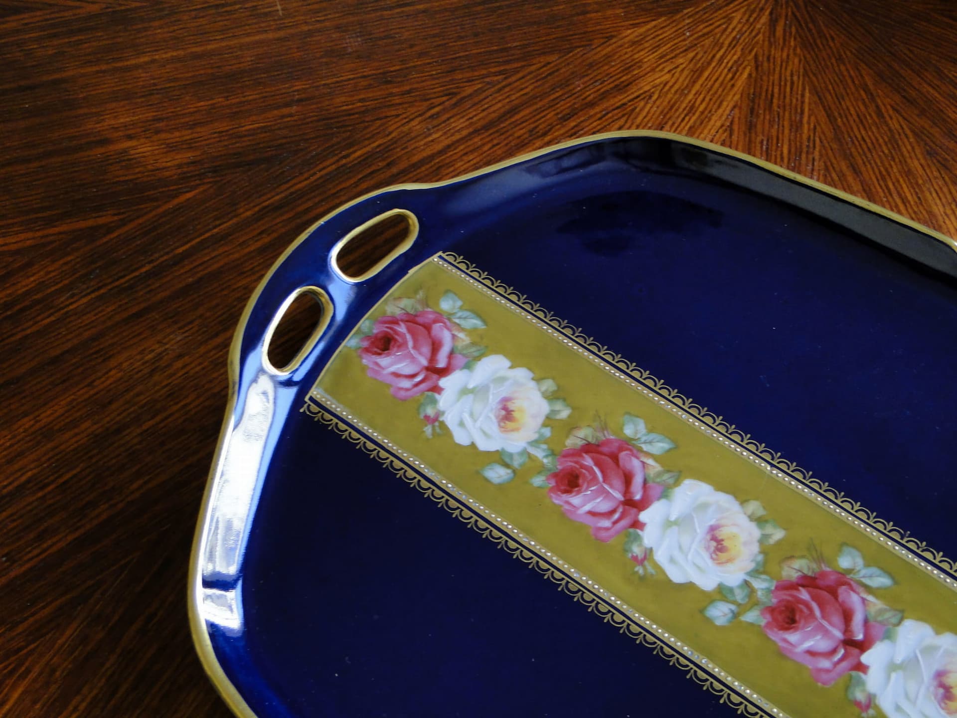 Art Deco porcelain tray, white cobalt gold, gilded porcelain, Czech Republic, 1920s - 359899