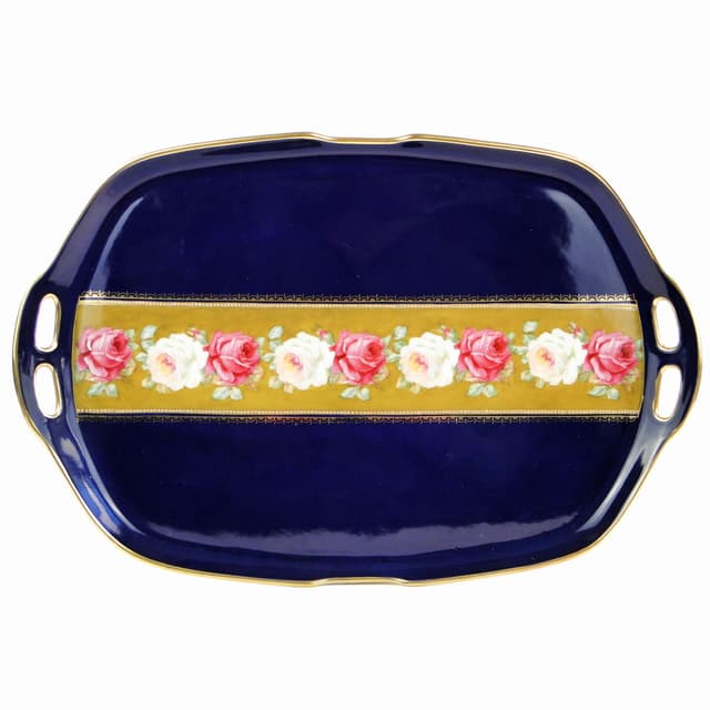 Art Deco porcelain tray, white cobalt gold, gilded porcelain, Czech Republic, 1920s - DIMENSION