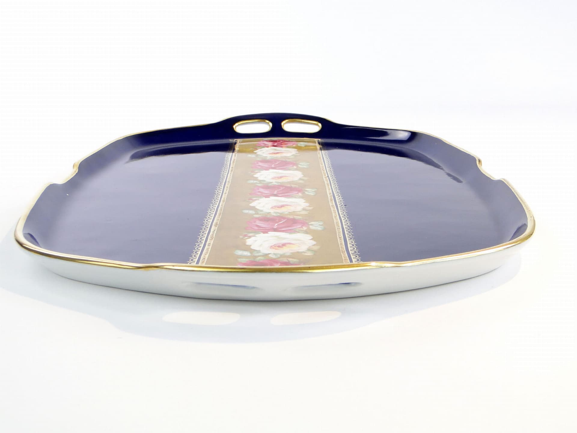Art Deco porcelain tray, white cobalt gold, gilded porcelain, Czech Republic, 1920s - 359906